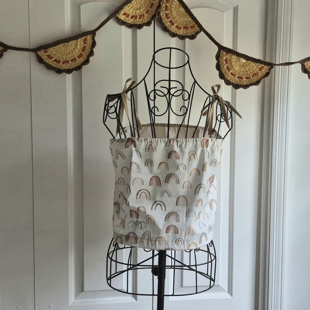 Rainbow Patterned Beige Crop Top - image 7